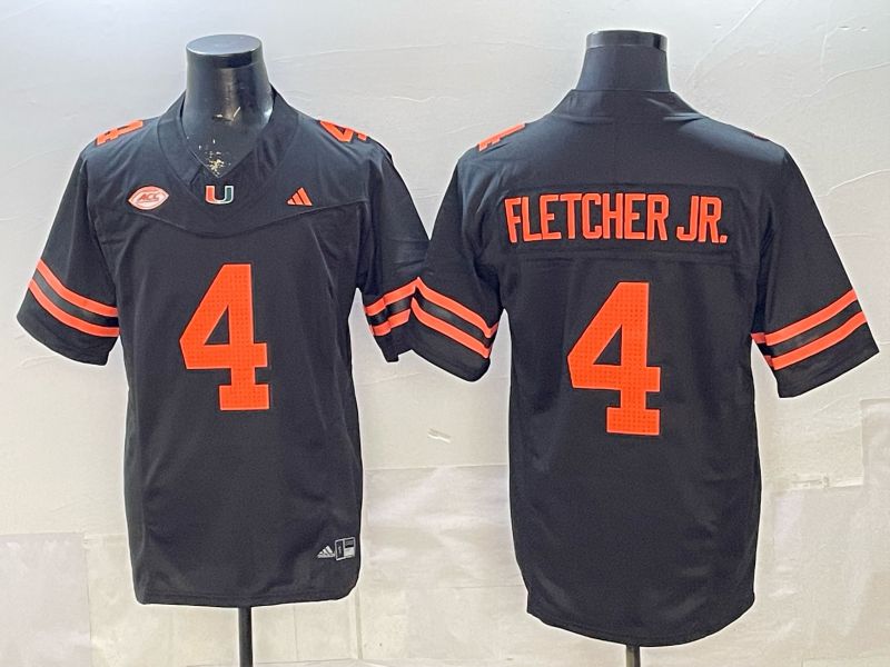 Men 2026 Miami Hurricanes #4 Fletcher jr Black 3th generations Limited NCAA Jersey 0011